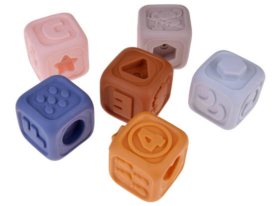 Soft rubber sensory blocks, pyramid puzzle with a teddy bear ZA4819