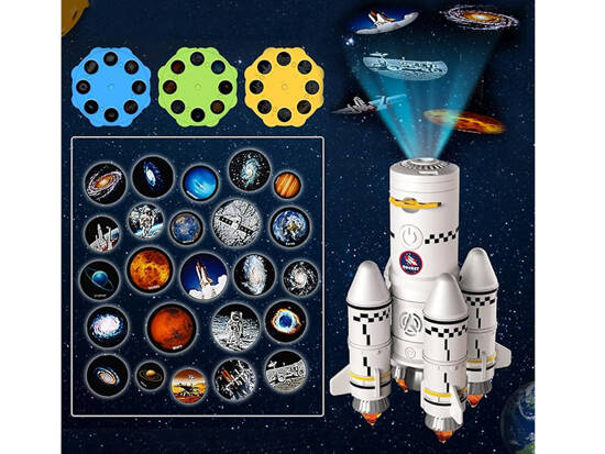 Space Station Rocket Shuttle Projector Set + Figures ZA5455