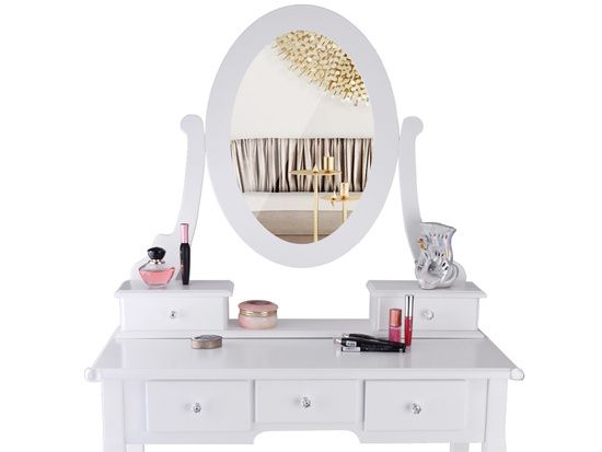 Stylish dressing table, white, retro dressing table, mirror, satin stool ZA4827