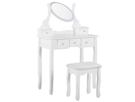 Stylish dressing table, white, retro dressing table, mirror, satin stool ZA4827