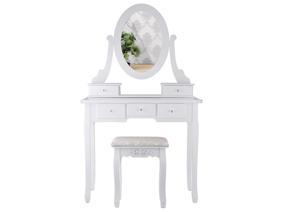 Stylish dressing table, white, retro dressing table, mirror, satin stool ZA4827