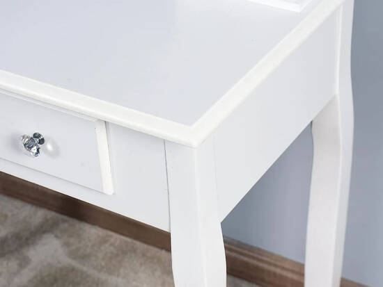 Stylish dressing table, white, retro dressing table, mirror, satin stool ZA4827