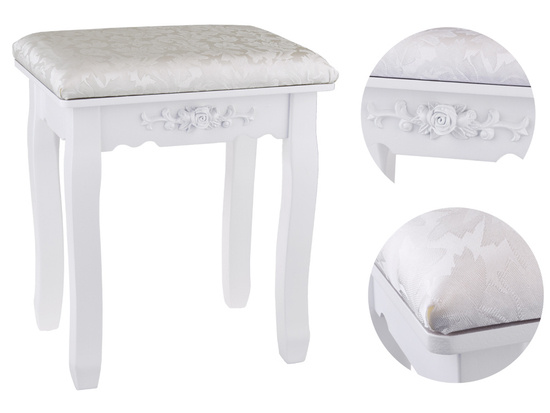 Stylish dressing table, white, retro dressing table, mirror, satin stool ZA4827