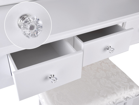 Stylish dressing table, white, retro dressing table, mirror, satin stool ZA4827