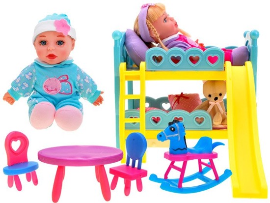 Two set of bunk beds + 2 DOLLS and bear ZA1764