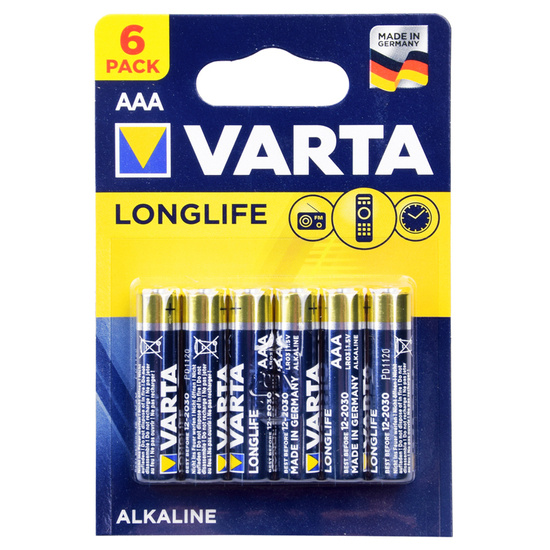 VARTA Longlife alkaline batteries 6 X AAA 1,5V LR3