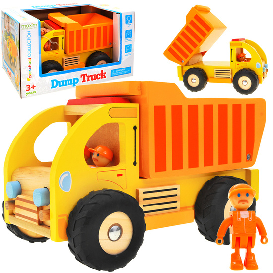 Wooden Car Dump Truck Garbage Truck with Movable Trailer for Children ZA1810