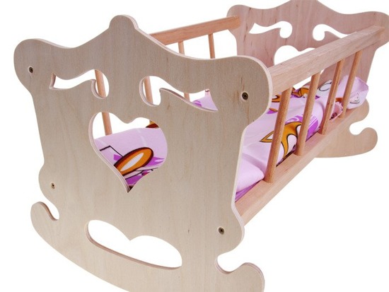 Wooden Cradle for 50cm doll +  bedding ZA2021