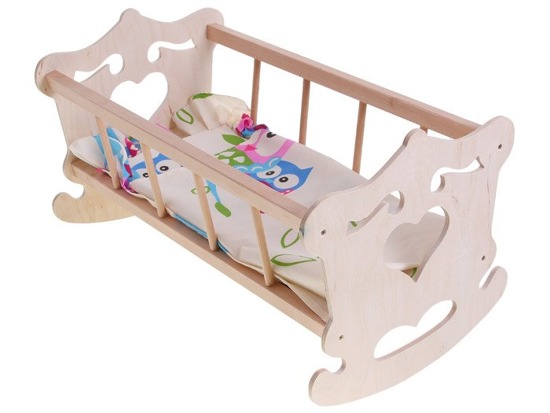 Wooden Cradle for 50cm doll +  bedding ZA2021