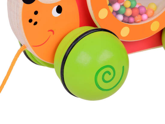 Wooden Hedgehog on wheels with colorful balls toy ZA5379