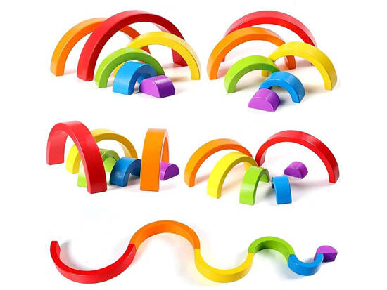 Wooden Montessori educational puzzle colorful rainbow + tasks ZA5328