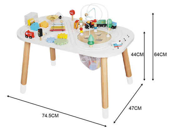 Wooden Multifunctional Table Playground cymbals car track ZA5266