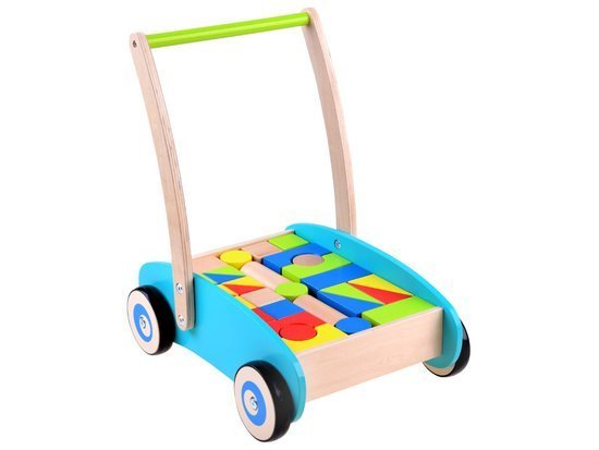 Wooden Pusher, walker, stroller with blocks ZA3724
