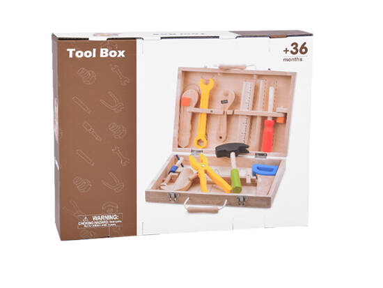 Wooden Tool Case Hammer Saw Screwdriver 10 Tools ZA5382