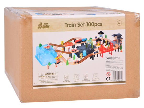 Wooden Train Blocks Build a City Train Locomotive 100 pcs ZA5380