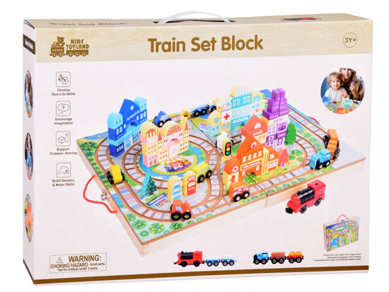 Wooden Train Set Build a City + Train Suitcase 89 ZA5374