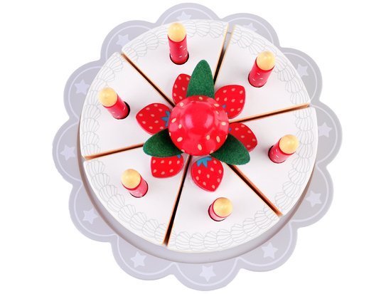 Wooden birthday strawberry cake with velcro ZA3721
