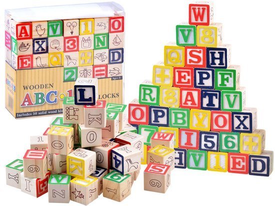 Wooden blocks ABC 50 elements letters, numbers ZA3236