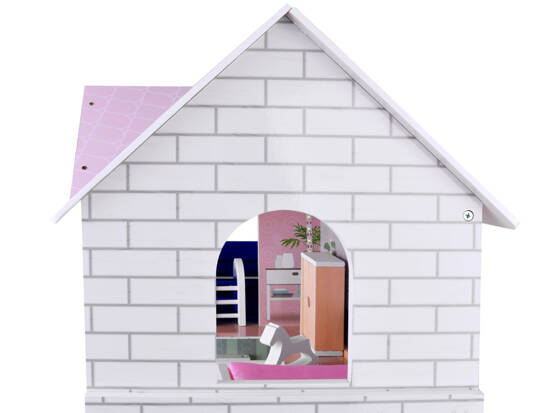 Wooden dollhouse with a swimming pool, an elevator and LED lighting ZA4835