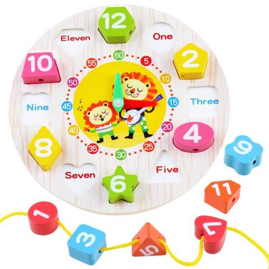 Wooden educational clock with sorter ZA3608