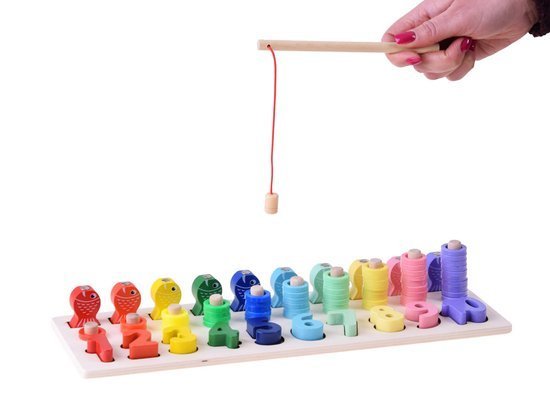 Wooden educational puzzle digits  fishing rod ZA3109