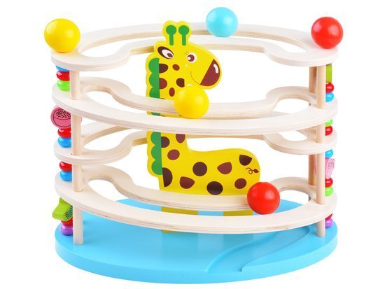 Wooden giraffe toy track for balls ZA3602