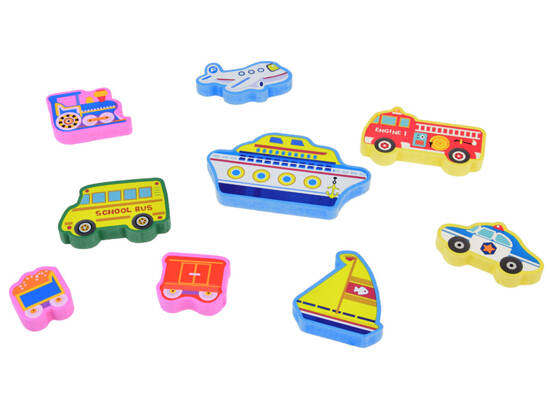 Wooden puzzle transport vehicles 9pcs match shapes ZA5257