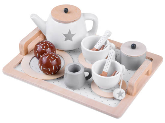 Wooden tea set, cups, tray ZA4124