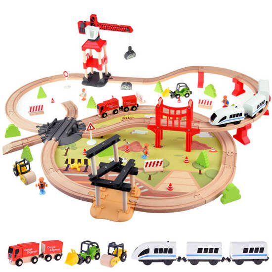 Wooden train for children, transport base, crane, train, tracks ZA4830