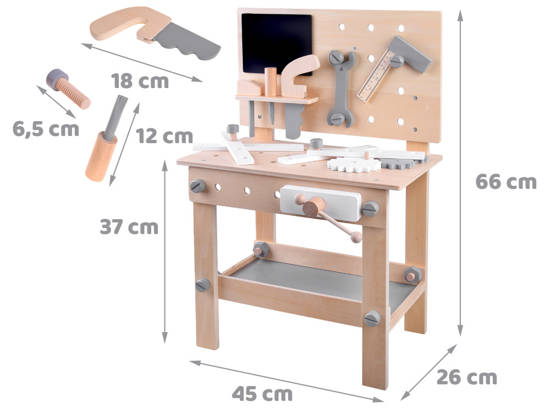 Wooden workshop table + tools ZA4125