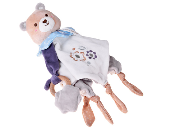 Soft Cuddle Toy TEDDY with Blanket and Teether – Baby Gift ZA5879
