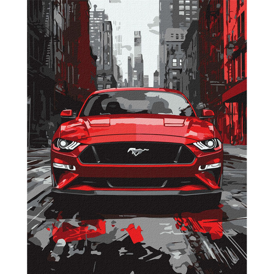 Painting by numbers 40x50 cm KHO5157 Red Mustang sports car AP0106