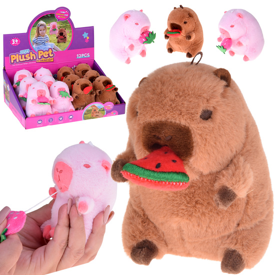 Adorable CAPYBARA pendant eating a watermelon mini mascot 10 cm ZA5733