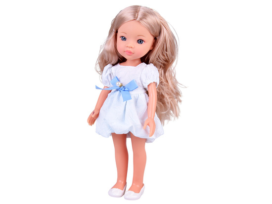 Lovely Girl Doll blonde with long hair in a white dress 33cm ZA5850