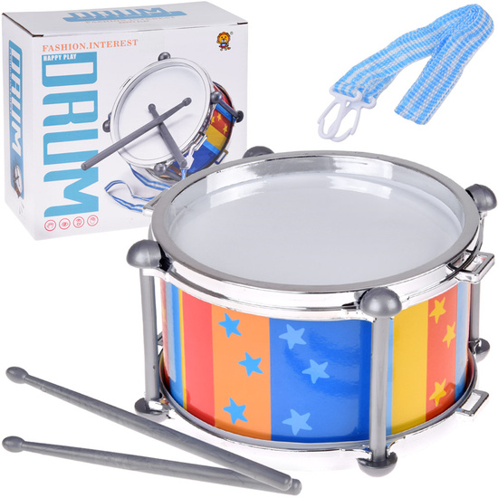 Colorful drum for a drummer, 2 sticks + strap, diameter 18 cm IN0181