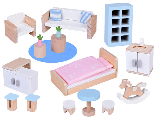 FLOWER Dollhouse in a lockable suitcase + wooden furniture ZA5930