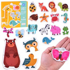 Kolorowe Puzzle układanka 24 Zwierzątka lew krowa motyl lis  ZA4749