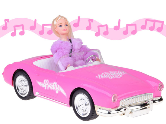 Autko Retro Cadillac na pilota + Elegancka Lalka w Futrze RC0745