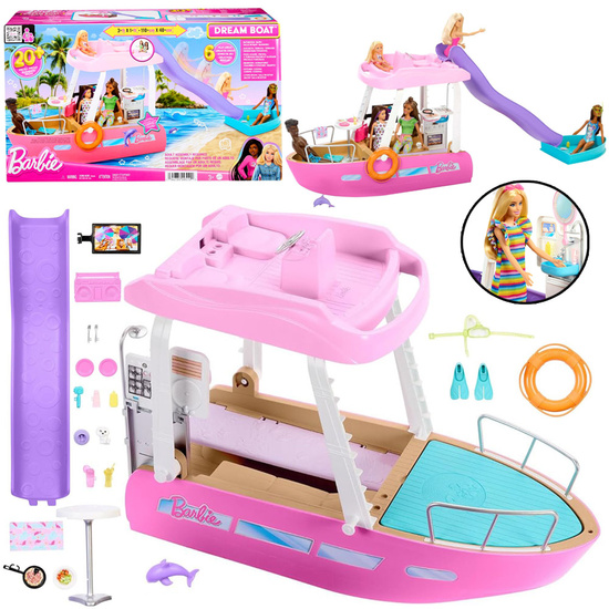 Mattel Barbie Motorboat for dolls with INTERIOR TRANSFORMATION + accessories ZA6042