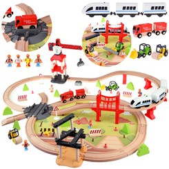 Wooden train for children, transport base, crane, train, tracks ZA4830