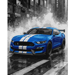 Malowanie po numerach 40x50 cm Niebieskie wyścigi sportowe auto AP0107