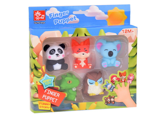 Rubber finger puppets ZOO animals - set of 5 ZA5601 figures
