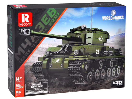 Reobrix Licensed Building Blocks Sherman M4A3E8 Tank 836 pcs ZA5806