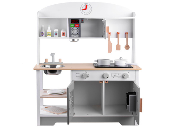 WHITE-GREY interactive wooden kitchen for children + accessories ZA4126
