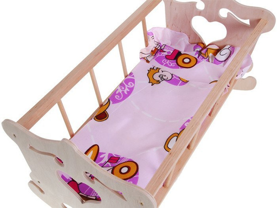Wooden Cradle for 50cm doll +  bedding ZA2021