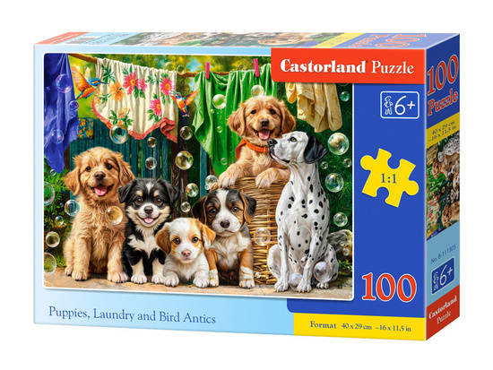 Puppies, Laundry and Bird Antics 100-piece puzzle B-111305