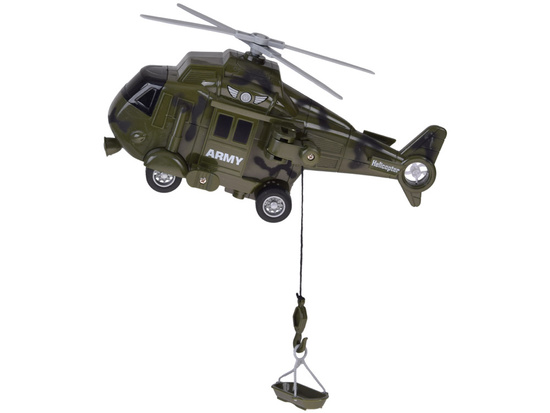 Zestaw Wojskowy Transport Ciężarówka Czołg Helikopter Światła Dźwięk ZA5684