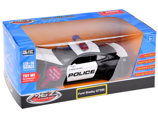 Metal car police Ford Shelby GT350 scale 1:32 lights beacons ZA4610