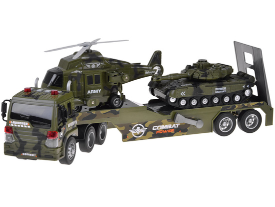 Zestaw Wojskowy Transport Ciężarówka Czołg Helikopter Światła Dźwięk ZA5684