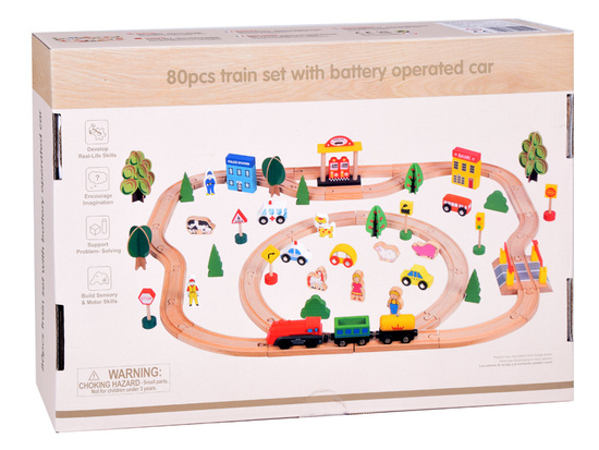 Large SET, wooden railway 80 pieces ZA3573